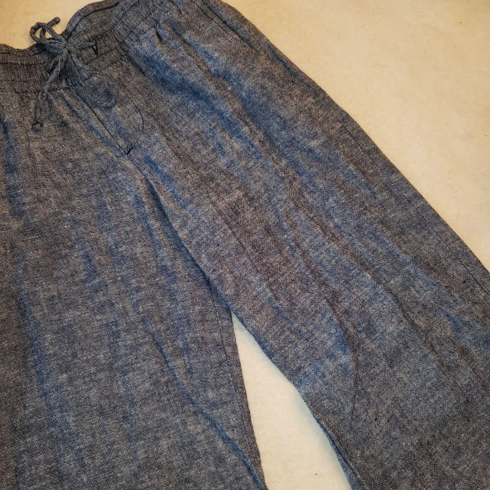Old Navy Blue Linen Drawstring Pants sz XS
